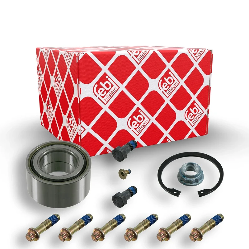 febi bilstein 31036 Wheel Bearing Kit with fastening screws, axle nut and circlip, pack of one
