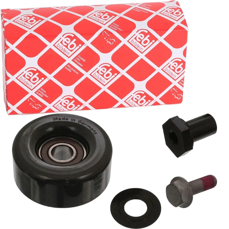 febi bilstein 34533 Tensioner Pulley for auxiliary belt, with screw, pack of one