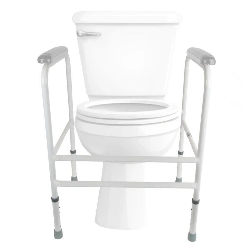 Homecraft Adjustable Toilet Surround Frame – Height Adjustable Steel Grab Rail – Non Slip Bathroom Safety Support for Elderly and Disabled – Pre Assembled Mobility Aid – Without Floor Fixing Feet