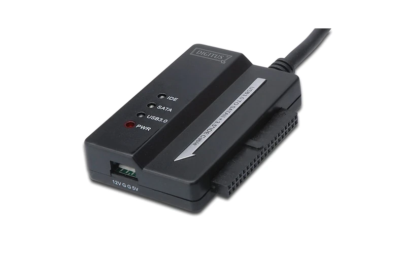 DIGITUS hard drive adapter cable - USB 3.0 to SATA2/IDE converter - for 2.5/3.5" SSDs/HDDs - 5 Gbit/s data transfer rate - incl. power supply - Plug & Play - Black