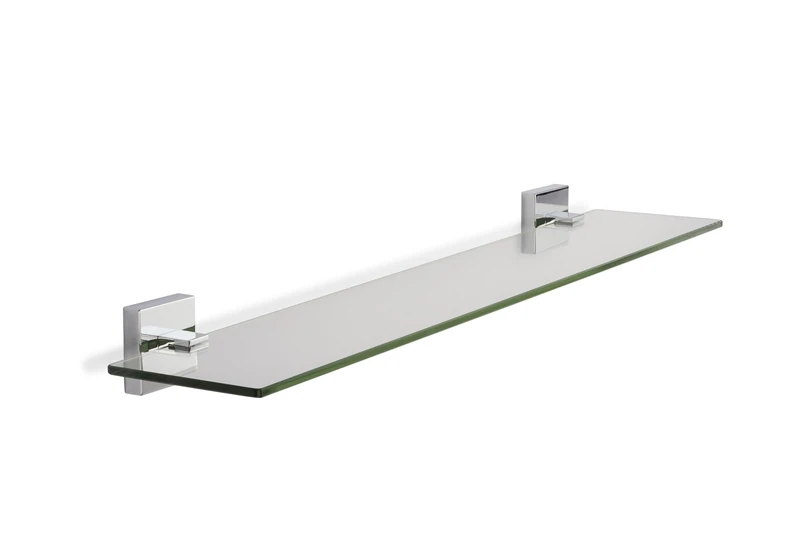 Croydex Flexi-Fix Easy to Fit Cheadle Chrome Plated Square Design Glass Shelf