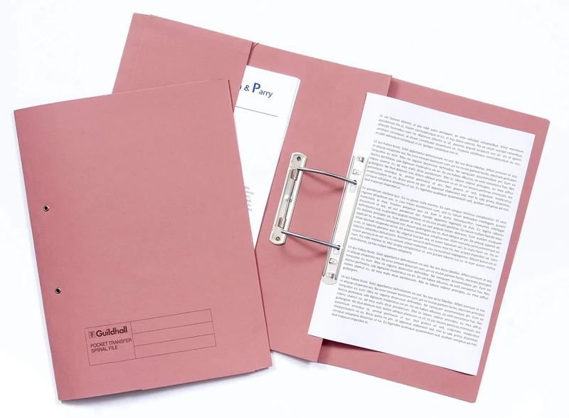 Exacompta - Ref 347-PNKZ - Guildhall - Pocket Spiral File, 285gsm Premium Heavyweight Sprint Manilla, 355 x 250mm, Right Hand Pocket, Blue Angel Certified - Pink, Pack of 25