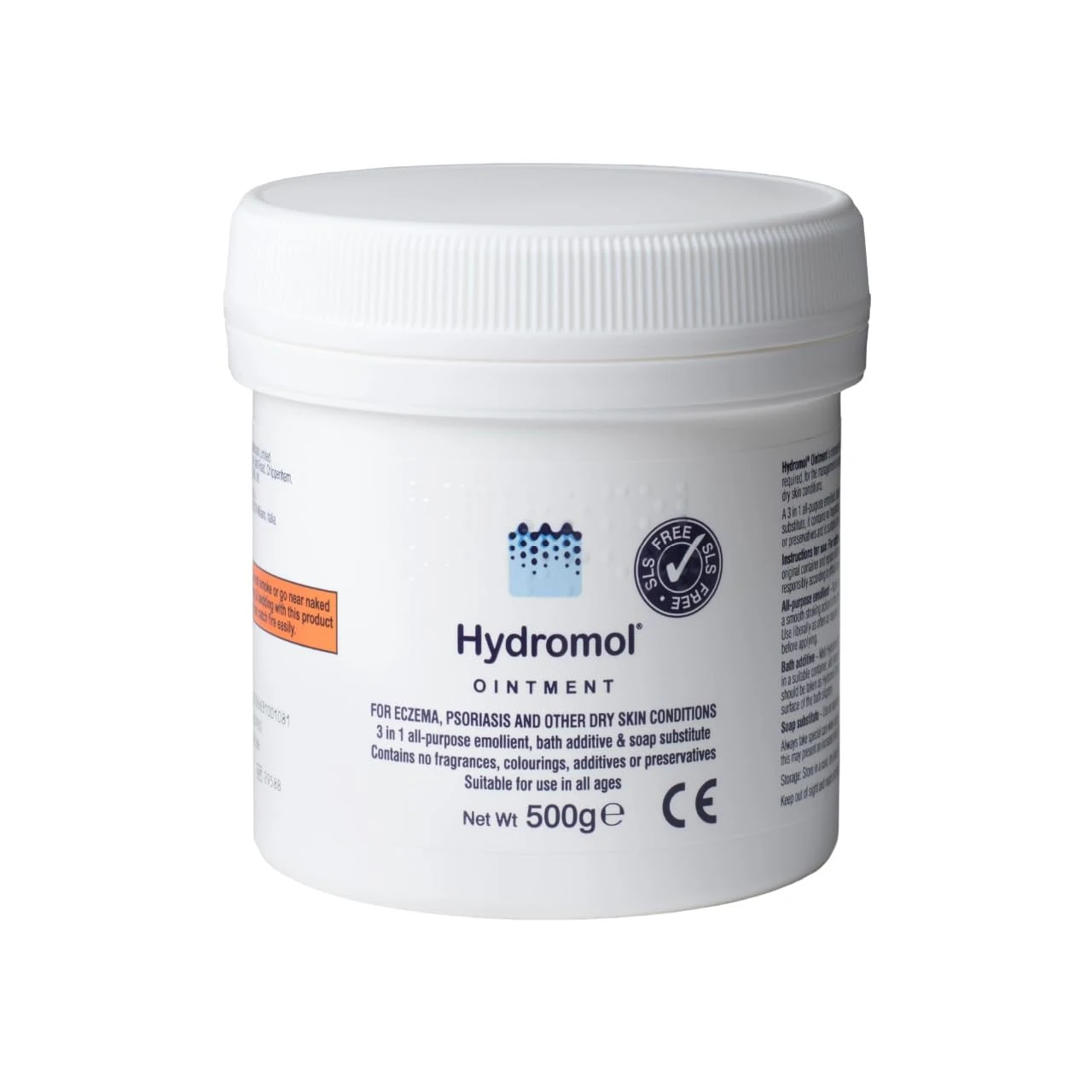 Hydromol Ointment 500 g tub, for the Management of Dry Skin, Dermatitis, Eczema, Psoriasis, suitable for all ages, soothes and calms itchy skin, and helps to prevent flare-ups.