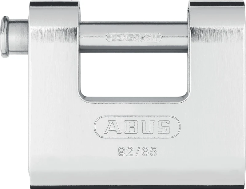 ABUS Monobloc padlock 92/65 - Brass lock with steel casing - for vending machines, roller grilles and much more - with thick bolt - ABUS security level 7 - silver
