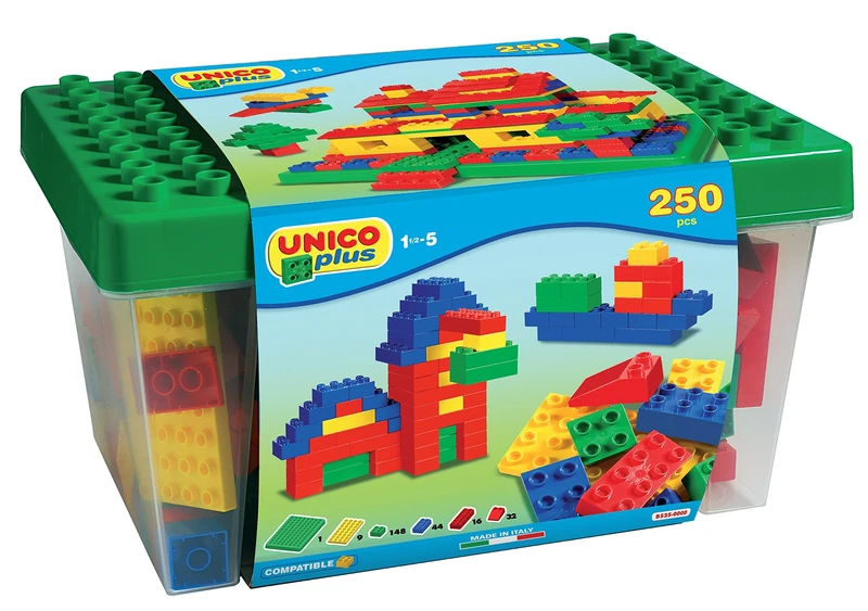 Unico Plus 8525 - Box of Building Blocks (250 Pieces)