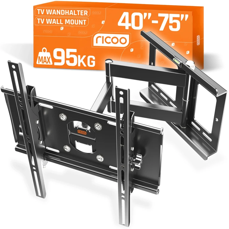 RICOO TV Wall Mount Tilt Swivel approx 40-75 Inch Bracket for LED LCD OLED Curved and Flatscreens R23-S Universal for VESA 200x200-400x400