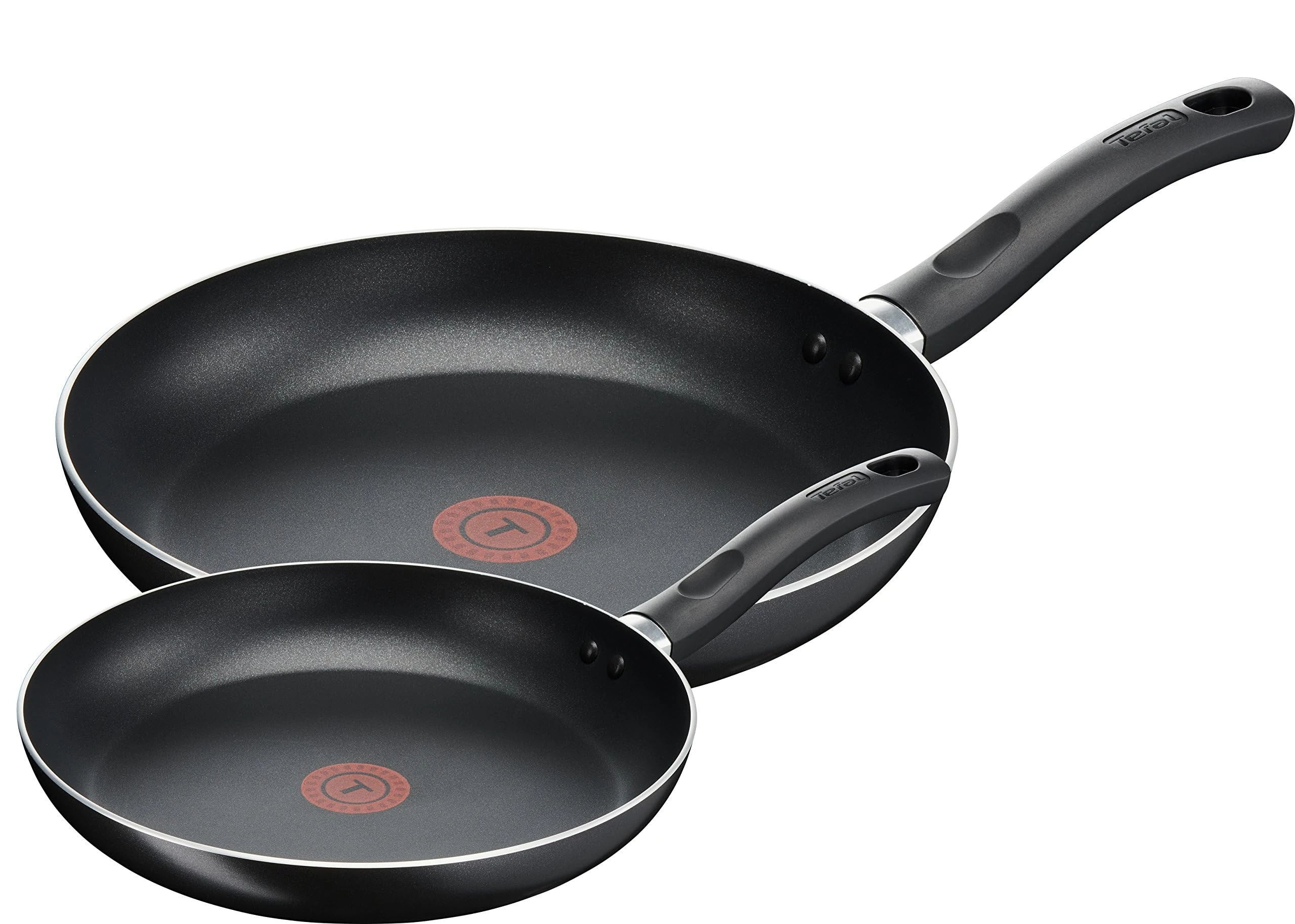 Tefal Taste Twin Frying Pan Set, 20cm & 28cm Non-Stick Aluminium Pans, Thermo-Spot Heat Indicator, Lightweight, All Hobs Except Induction, Black - B189S244