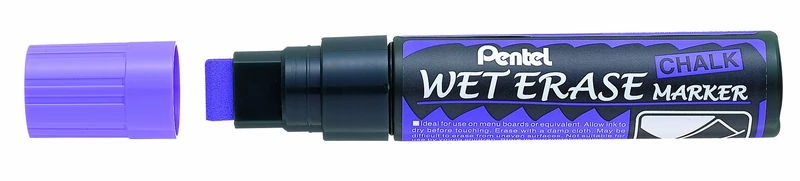 Pentel SMW56-VO Liquid Glass and Chalk Marker, Jumbo Chisel Tip, Violet ink (Pack of 12)