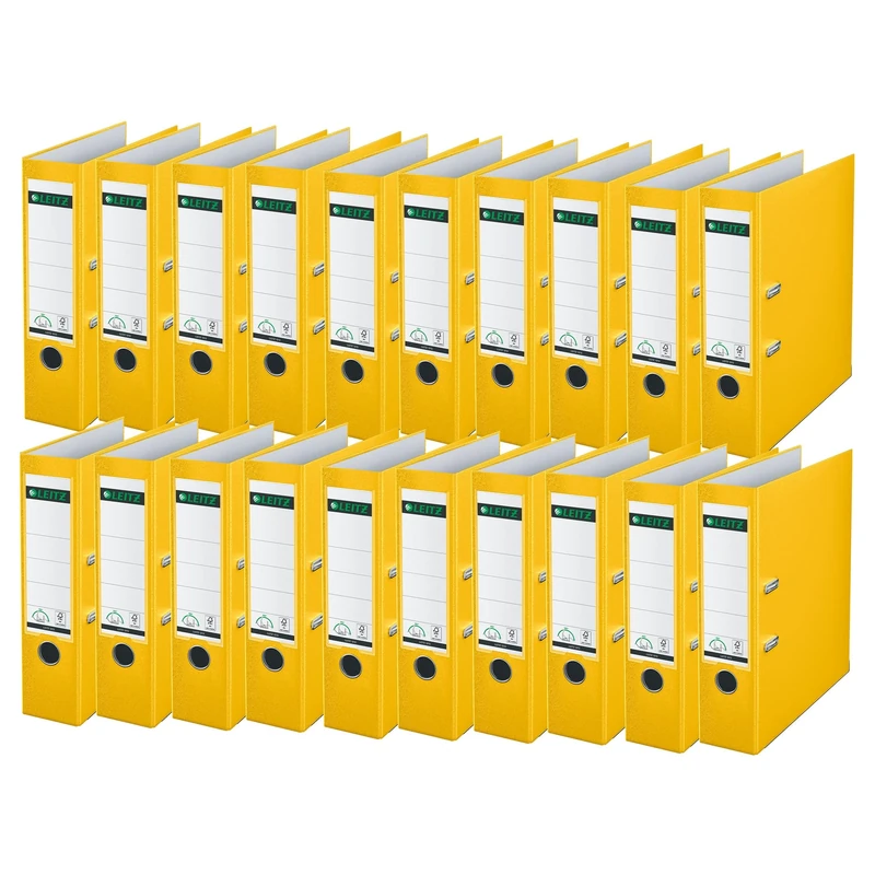 Leitz 10105015 Quality Folder 180° Plastic Pack of 20 A4 Yellow 8.2 cm Spine Width Polypropylene Laminated Cover