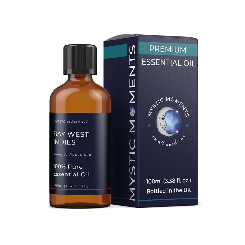 Mystic Moments | Bay West Indies Essential Oil 100ml | Pimenta Racemosa Steam Distilled | Sweet Spicy | Top Note | Massage & Relaxation | Jamaica | Blends with Citrus & Floral Oils | Vegan GMO Free
