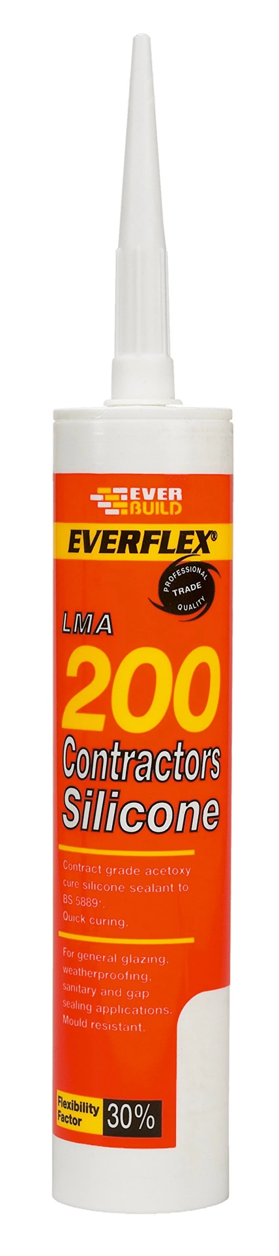 Everbuild Everflex 200 Contractors LMA Silicone Sealant – Suitable for Interior and Exterior Use – Quick Curing – Waterproof – Black – 295ml
