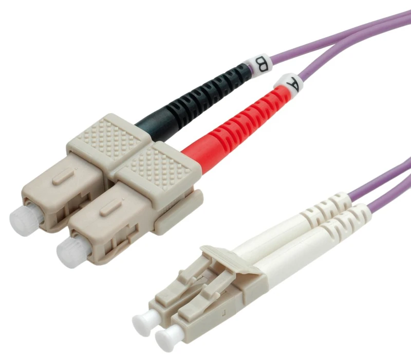 Roline Lc/Sc Lwl Network Cable - Fiber Optic Cables Om4 Duplex Patch Cable In Purple - 10 M