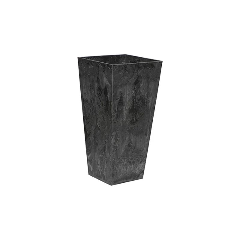 Root & Vessel Ella Tall Planter - 13.5-Inch Black Stone Resin