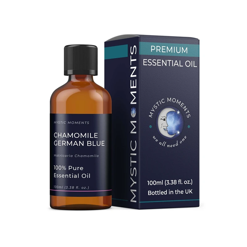 Mystic Moments | Chamomile German Blue Essential Oil 100ml| Matricaria recutita | Sweet Herbal Aroma for Relaxation & Soothing Home Ambience