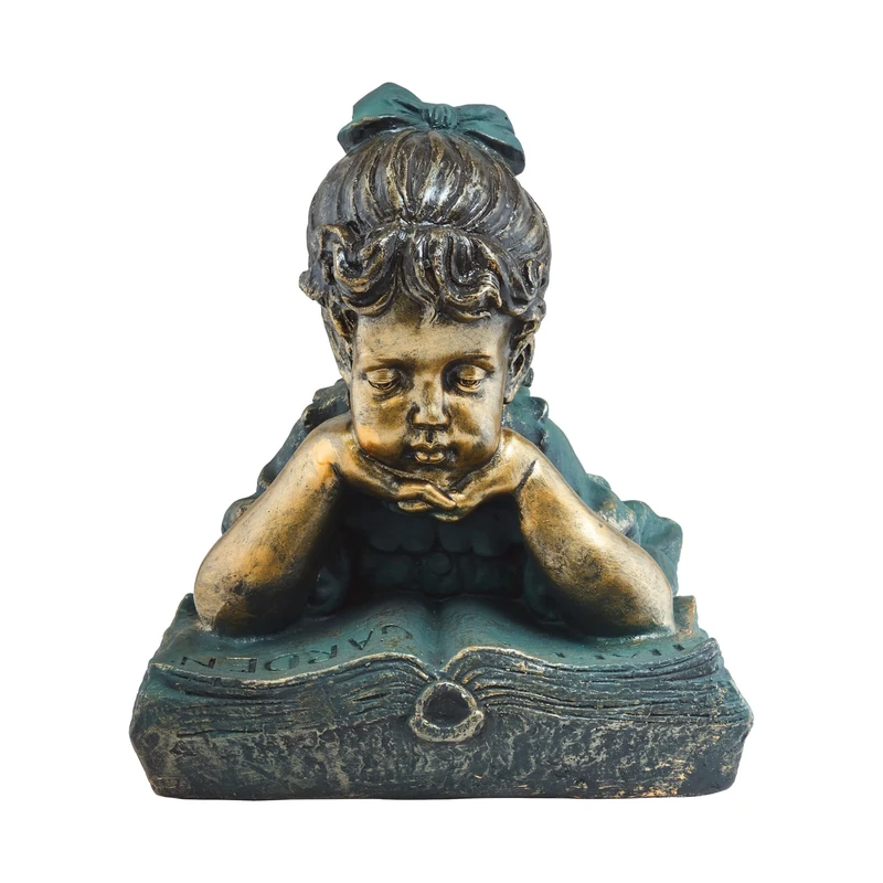Alpine Corporation Statuary, Resin, Girl Reading, 21" x 14" x 16"