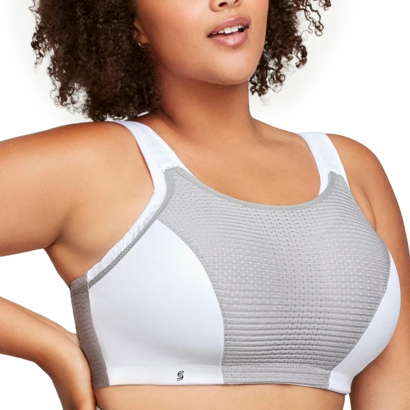 Glamorise Custom Control Sports Wirefree Bra 1166 (Women's & Women's Plus) White/Gray