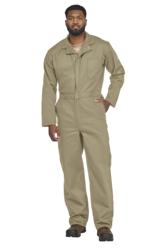Bulwark Men's Flame Resistant 9 Oz Twill Cotton Classic Coverall with Hemmed Sleeves