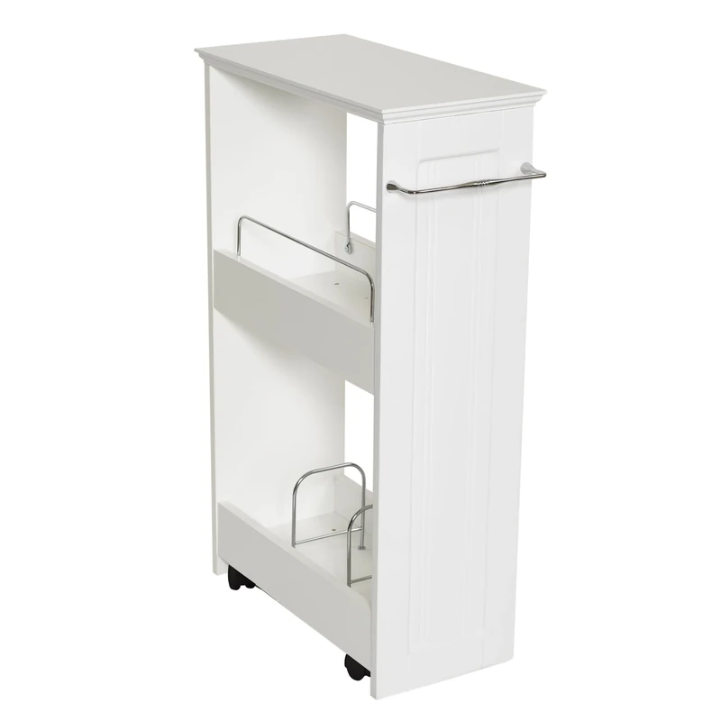 Zenna Home Slim Bath Shelves, Freestanding Moveable Bathroom Storage,White,8 inch