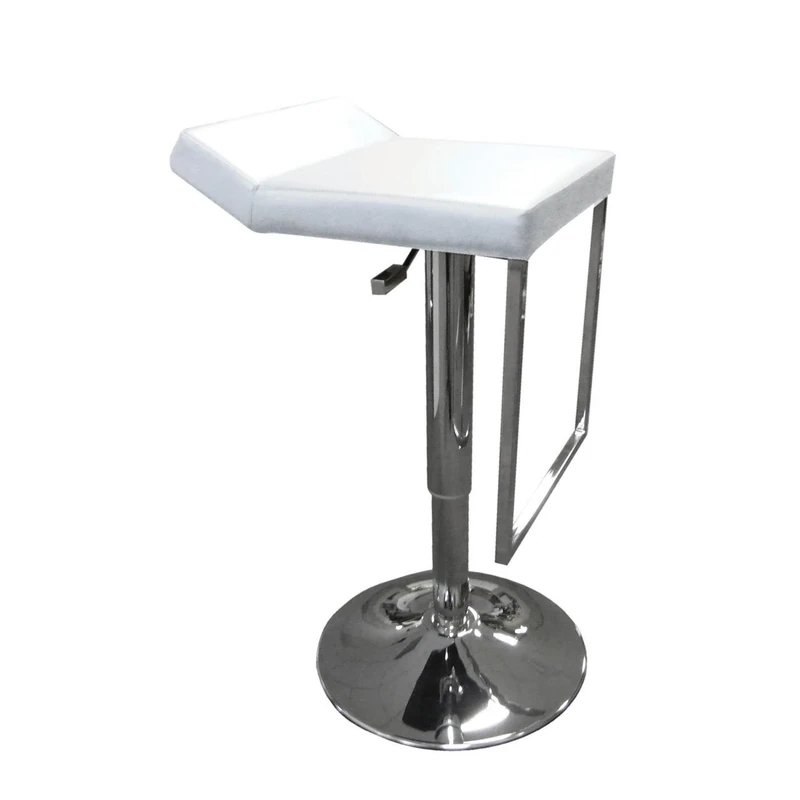 Premier Housewares 71 x 37 x 41 cm Lago Stool with Faux Leather Seat and Chrome Stand, White