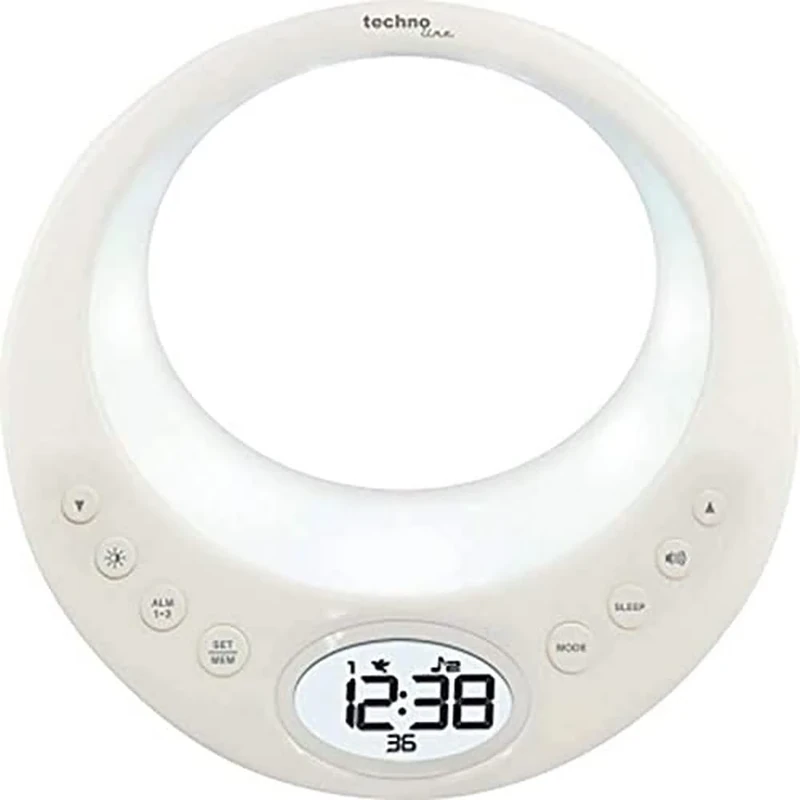 Technoline WT 489 quality alarm clock, white piano varnish optics