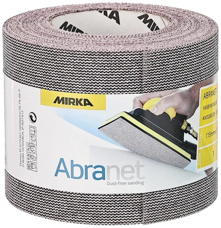 Mirka Abranet net abrasive roll 115 mm x 10 m with Hook & loop/Grit P80 / 1 roll/for sanding wood, filler, varnish, plastic / AE555F0180