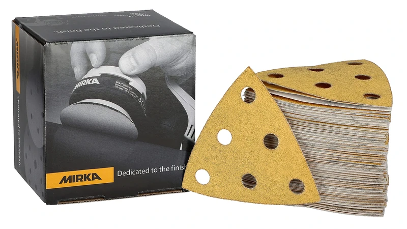 Mirka Gold Universal Sanding Paper 93x93x93mm / 6-hole/grit P120, 100 pcs/For sanding plaster, filler, chipboard, wood, varnish