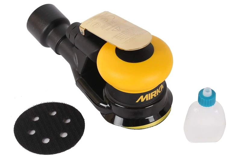 MIRKA Compressed Air Excenter Central Dust Extraction ø 3.03" 0.10" Stroke 1/4 Thread 12.000 rpm Incl. 3 Hole Plate Protection Pad Suction Hose Nippel + Adapter Set GRIP ROS325CV 3-Holes 1 Piece