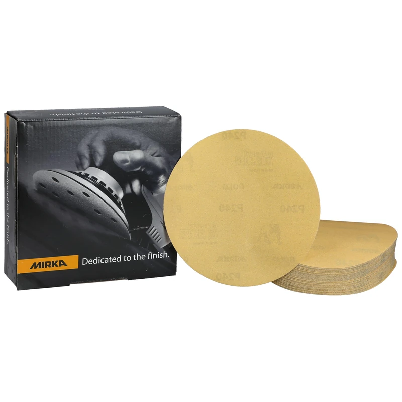 Mirka Gold universal sandpaper Ø 150mm / self-adhesive / grit P240, 100 pcs / For sanding plaster, filler, chipboard, wood, varnish