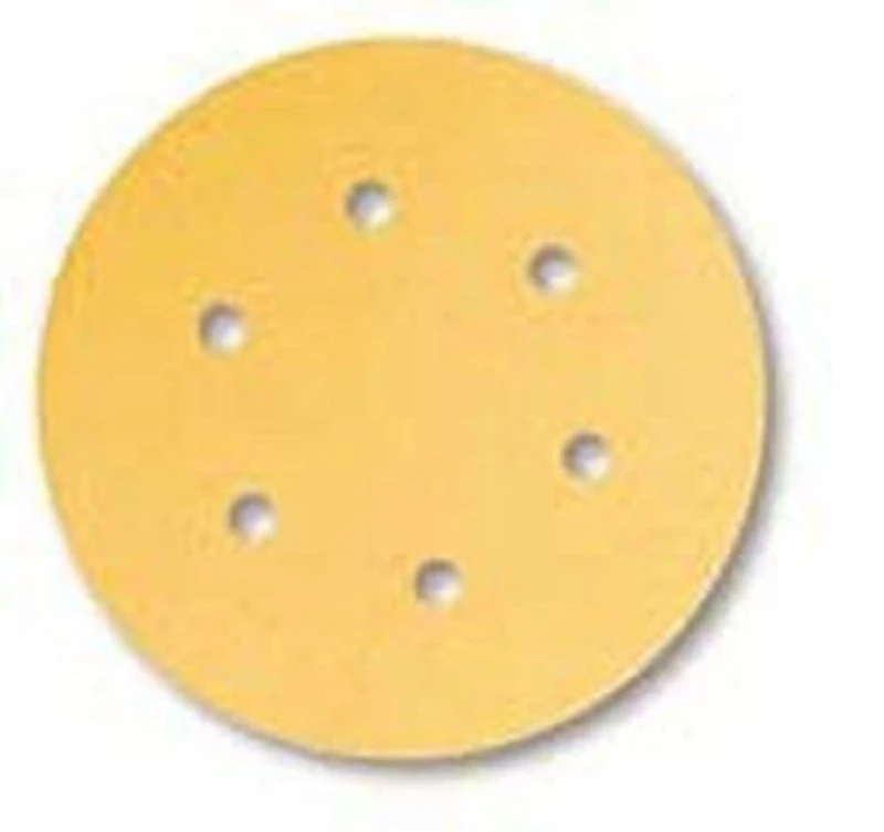 Mirka Gold Universal sandpaper Ø 150mm / self-adhesive / 6-hole / grit P180, 100 pcs / For sanding plaster, filler, chipboard, wood, varnish