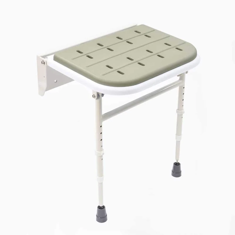 NRS Healthcare Wall Mounted Folding Shower Seat M53552 - Padded with Legs