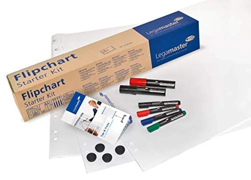 Legamaster Flipchart Starter Kit - Set consisting of 3 Flipchart Paper Pads, 6 Markers and 4 Magnets - All-in-One Flipchart Accessory Set - Ideal for Writing Meeting Notes and Brainstorming