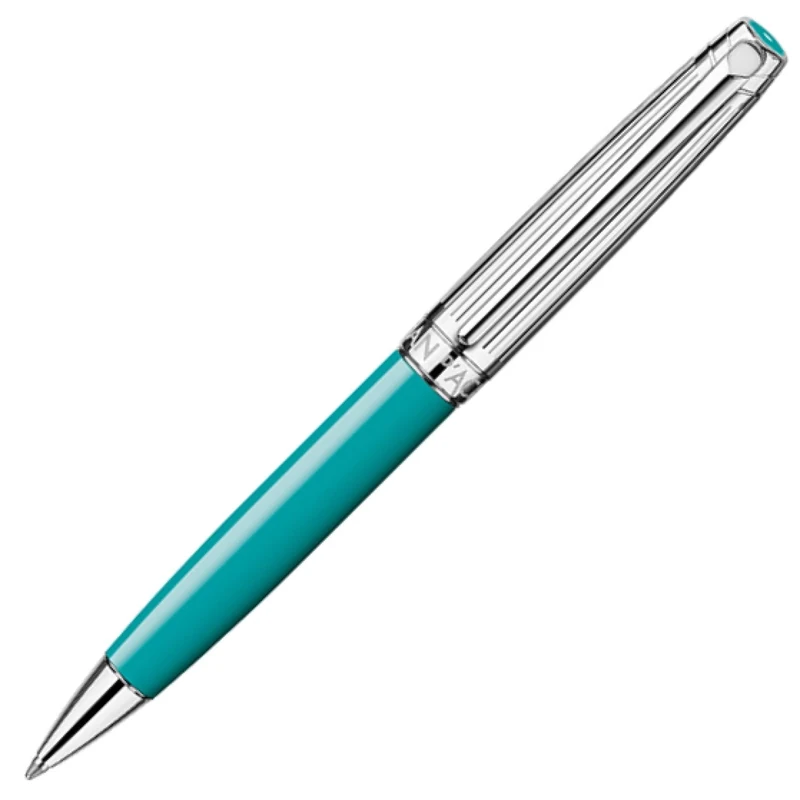 Caran d'Ache CD4789.171 Leman Bicolor Turquoise Silver Plated/Rhodium Coated Ballpoint Pen