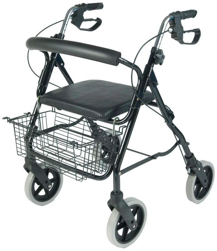 NRS Healthcare MobilityCare Aluminium Four Wheeled Rollator M39634 Walking Aid, Seat and Shopping Basket