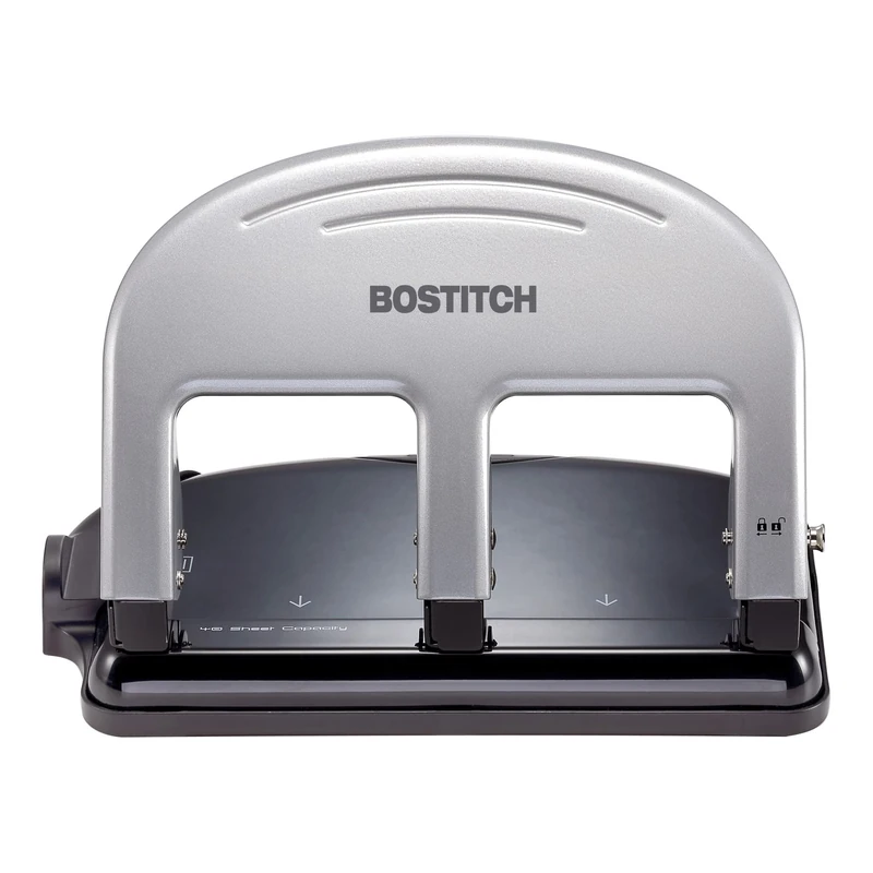 Bostitch Office PaperPro inPRESS 40 Reduced Effort 3-Hole Punch, 40 Sheets, Silver (2240) - Image 1