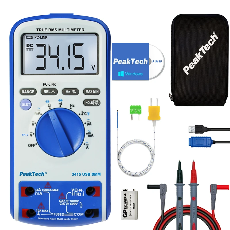 PeakTech True RMS Digital Multimeter Counts with Continuity Tester - Image 1