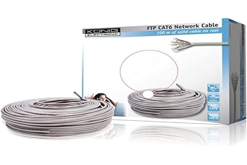 Konig FTP Cat6 Solid Core Network Cable on 100m Reel - Image 1