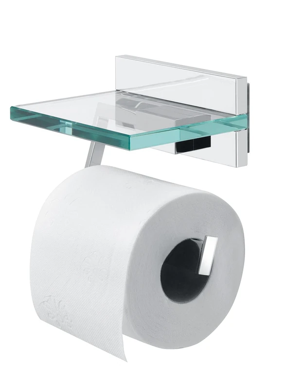 Tiger Safira Toilet Roll Holder with Shelf, Stainless Steel, Chrome, 13 x 12.5 x 10.8 cm