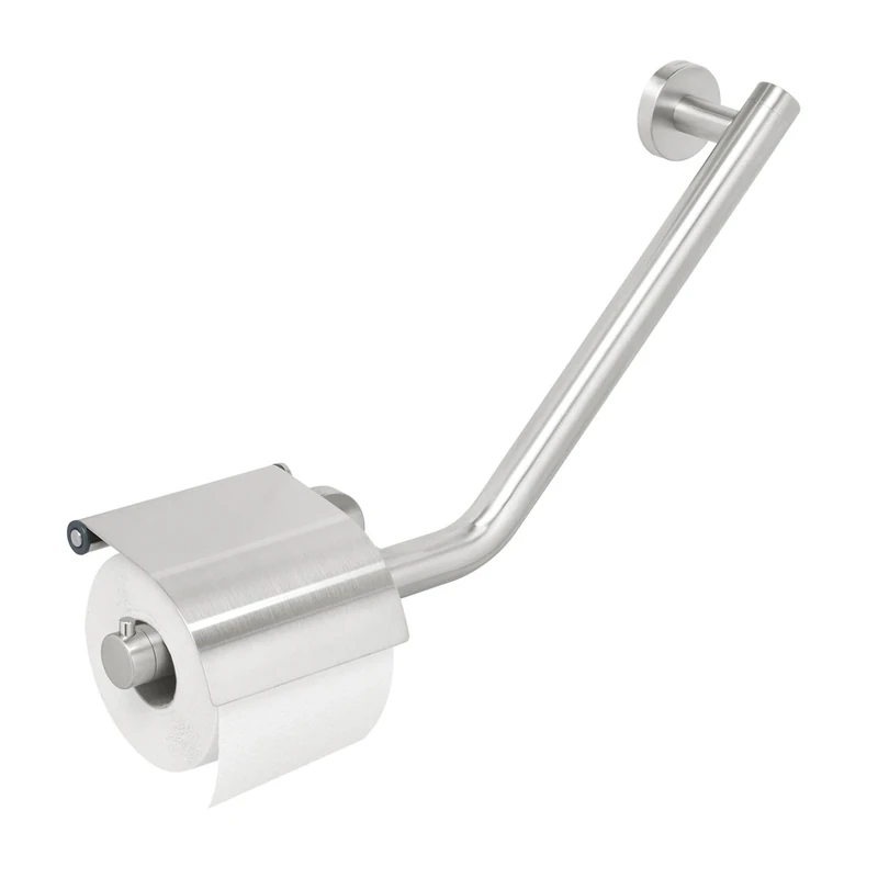 Tiger Boston Comfort & Safety Grab Rail with Toilet Roll Holder, Right, Stainless Steel Brushed