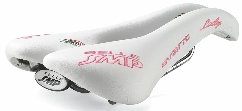 Selle SMP Avant Women's Racing Saddle White Leather Blanket with Embroidery Dimensions 269 mm x 154 mm 335 g