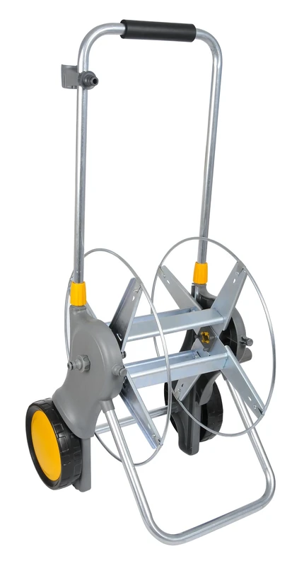 HOZELOCK - Cart Reel Pro Metal 90m (Cart and Fittings Only): Max. Capacity 90m of Ø 12.5mm Hose, Large Wheels for Increased Stability, Storage and Foam on Handle, Supplied with 2 Fittings [2460R0000]