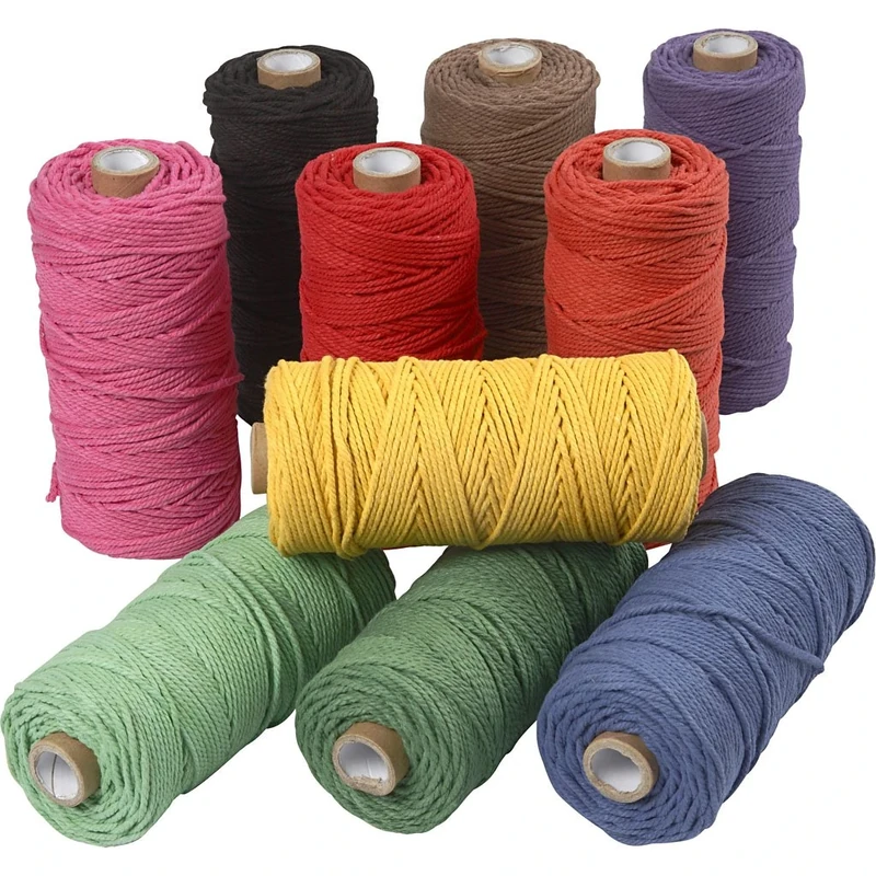 Cotton Twine, L: 120 m, thickness 2 m, strong colours, Thick quality 12/36, 10x250g