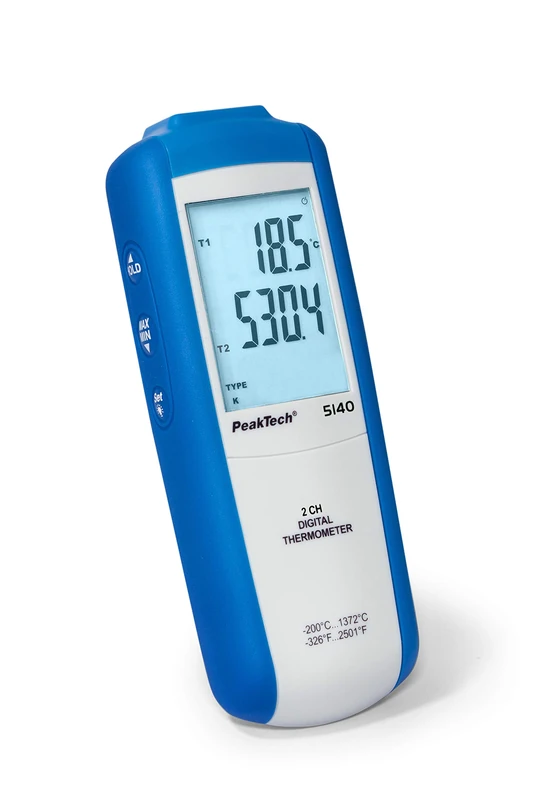 PeakTech 5135 Digital Thermometer with Sensor, -200 + 1372 °C, 1 Channel, Hand Thermometer, Laboratory Thermometer with Thermocouple