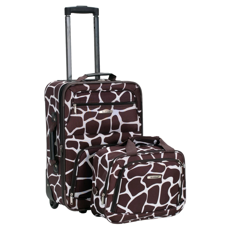 Rockland Fashion Softside Upright Luggage Set, Giraffe, 2-Piece Set (14/19), Fashion Softside Upright Luggage Set