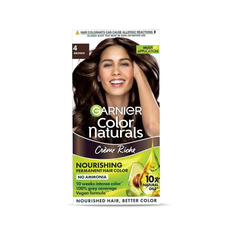Garnier Color Naturals Crème hair color, Shade 4 Brown, 70ml + 60g
