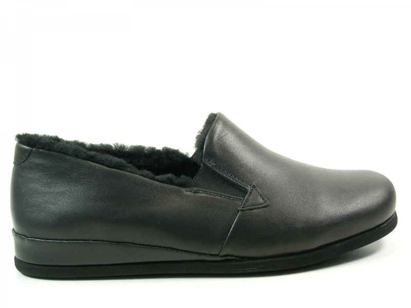 Rohde 6420 Viborg Men's Slippers Leather Lambskin, black, 7.5 UK