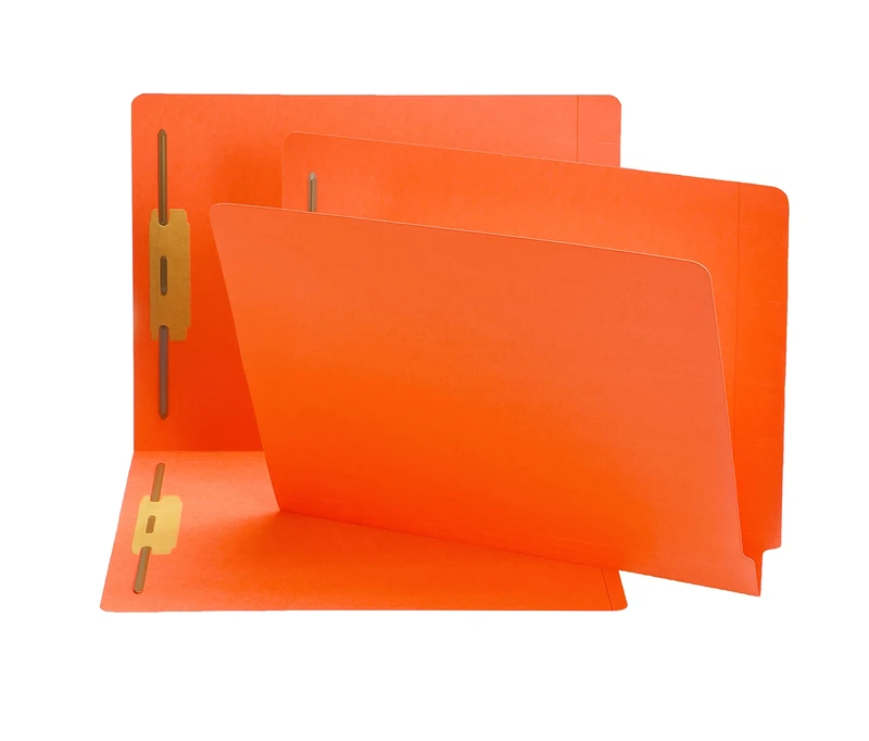 Smead End Tab Fastener File Folder, Shelf-Master Reinforced Straight-Cut Tab, 2 Fasteners, Letter Size, Orange, 50 Per Box (25640)