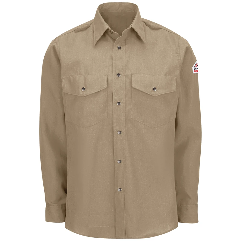 Bulwark FR Men's Bulwark Lightweight Nomex Fr Snap-Front Shirt, Tan, Large Tall