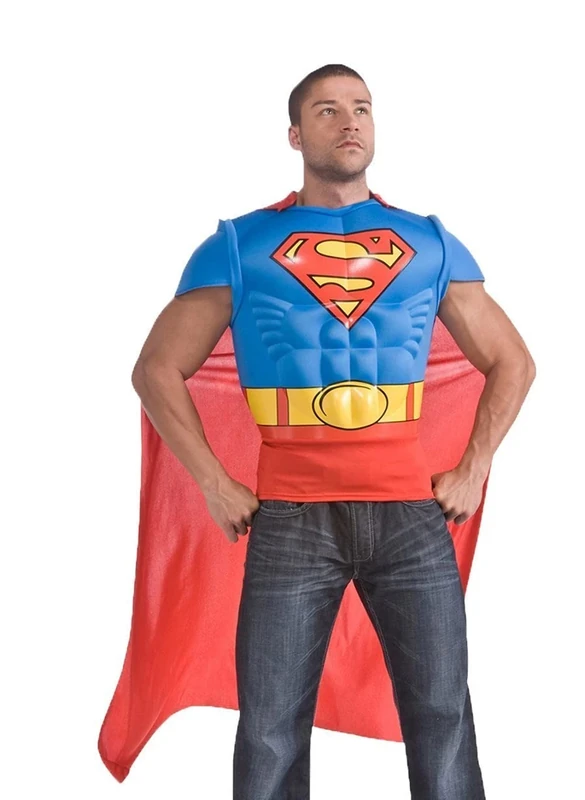Rubies Superman Muscle Chest Top with Cape Costume - Red/Blue