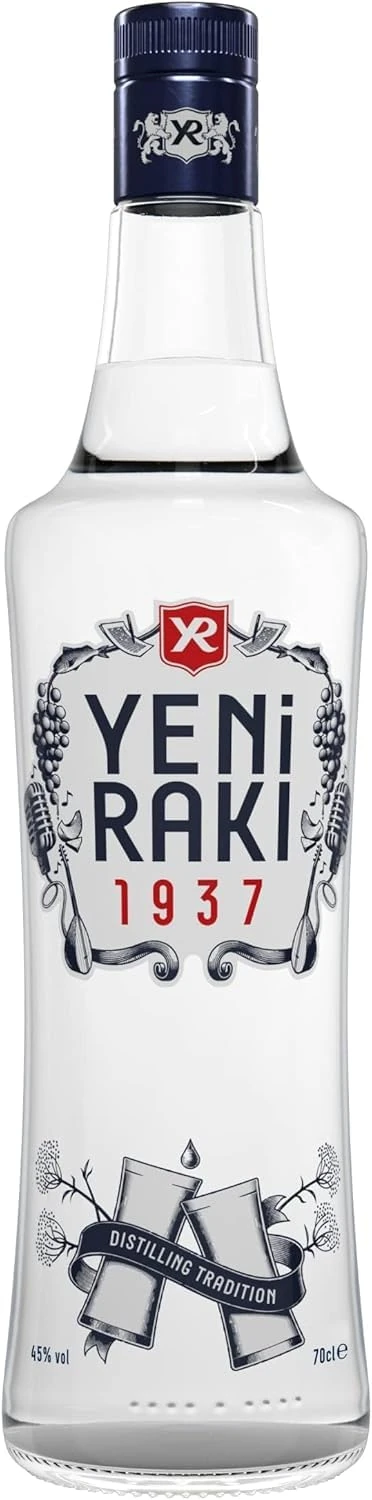 Yeni Raki 1937 70cl, 45 percent ABV, World's No1 Raki Brand, Premium Authentic Turkish Aniseed Spirit, 500-Year-Old Raki Culture, Award-Winning Product, Great for Raki Cocktails, Made in Türkiye