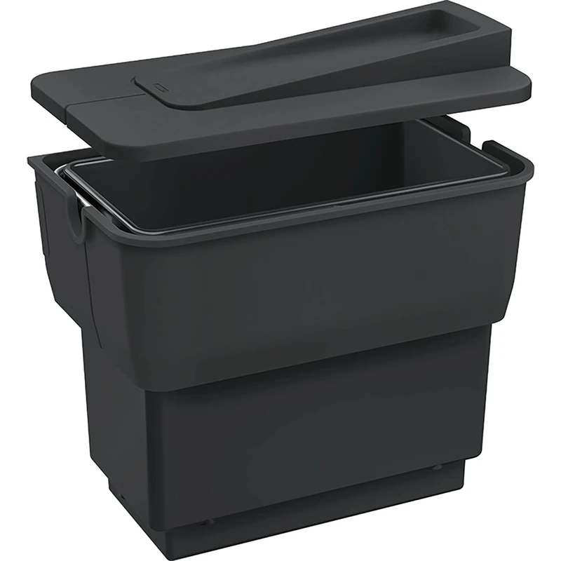 BLANCO SINGOLO | Waste bin System | for mounting on hinged Doors | 1 x 14 Litre Bucket | One Model for 45, 50 and 60 cm Base cabinets | Opens with The Cabinet Door | [36x22x36.5 cm]